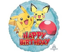 A Шар (18''/46 см) Круг, Happy Birthday, Покемон, Пикачу, 1 шт. в уп.