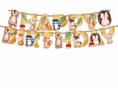 Гирлянда, Happy Birthday, Лесные зверята, 240 см, 1 уп.